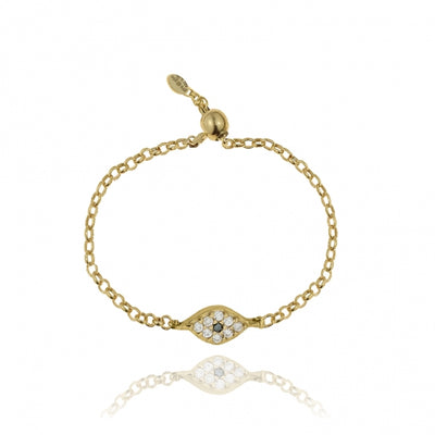 Gregio Simply Me Adjustable Ring w/ CZ Evil Eye - Gold | Mocha Australia
