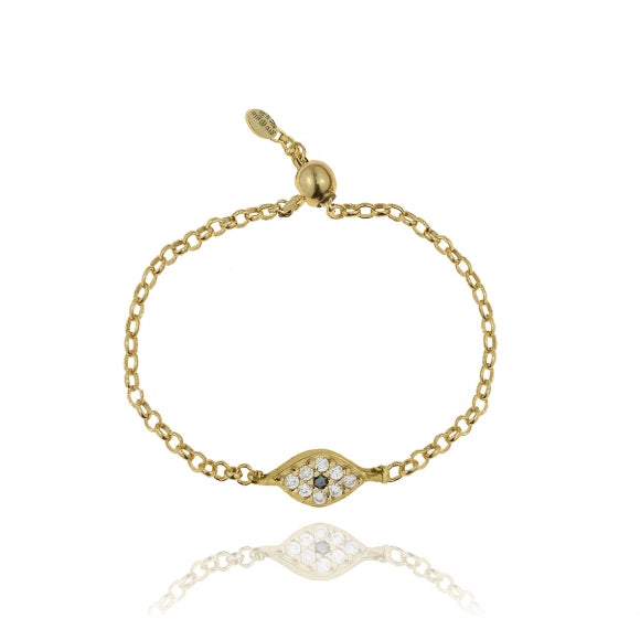 Gregio Simply Me Adjustable Ring w/ CZ Evil Eye - Gold | Mocha Australia