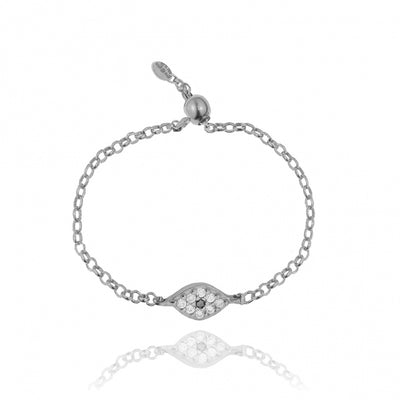 Gregio Simply Me Adjustable Ring w/ CZ Evil Eye - Silver | Mocha Australia
