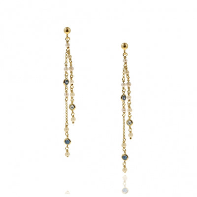 Gregio Simply Me Earrings W/ Pearls & Blue CZ - Gold | Mocha Australia