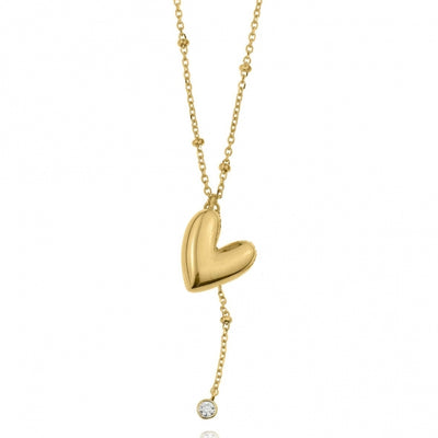Gregio Wish Luck Necklace w/ Heart and CZ - Gold | Mocha Australia