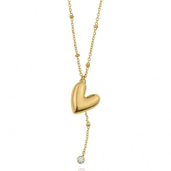 Gregio Wish Luck Necklace w/ Heart and CZ - Gold | Mocha Australia