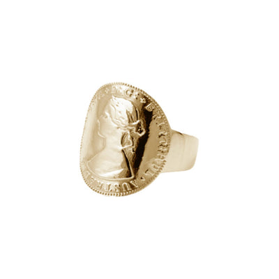 Von Treskow Small Curved Coin Ring- Gold | Mocha Australia