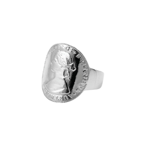 Von Treskow Ss 19mm Curved Coin Ring- Silver | Mocha Australia