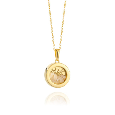 Rachel Jackson Small Deco Sun Amulet Birthstone Necklace Rainbow Moonstone - Gold | Mocha Australia
