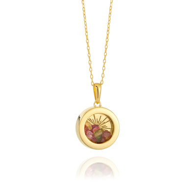 Rachel Jackson Small Deco Sun Amulet Birthstone Necklace Tourmaline - Gold | Mocha Australia