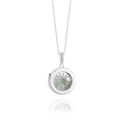 Rachel Jackson Small Deco Sun Amulet Birthstone Necklace Aquamarine - Silver | Mocha Australia