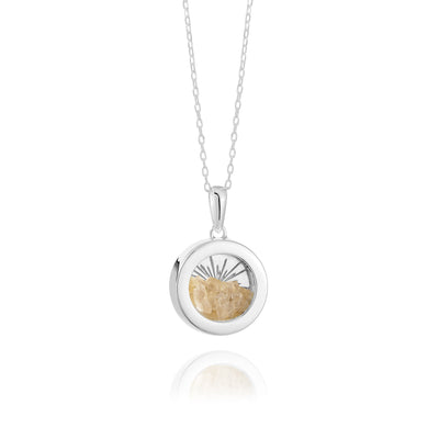 Rachel Jackson Small Deco Sun Amulet Birthstone Necklace Citrine - Silver | Mocha Australia