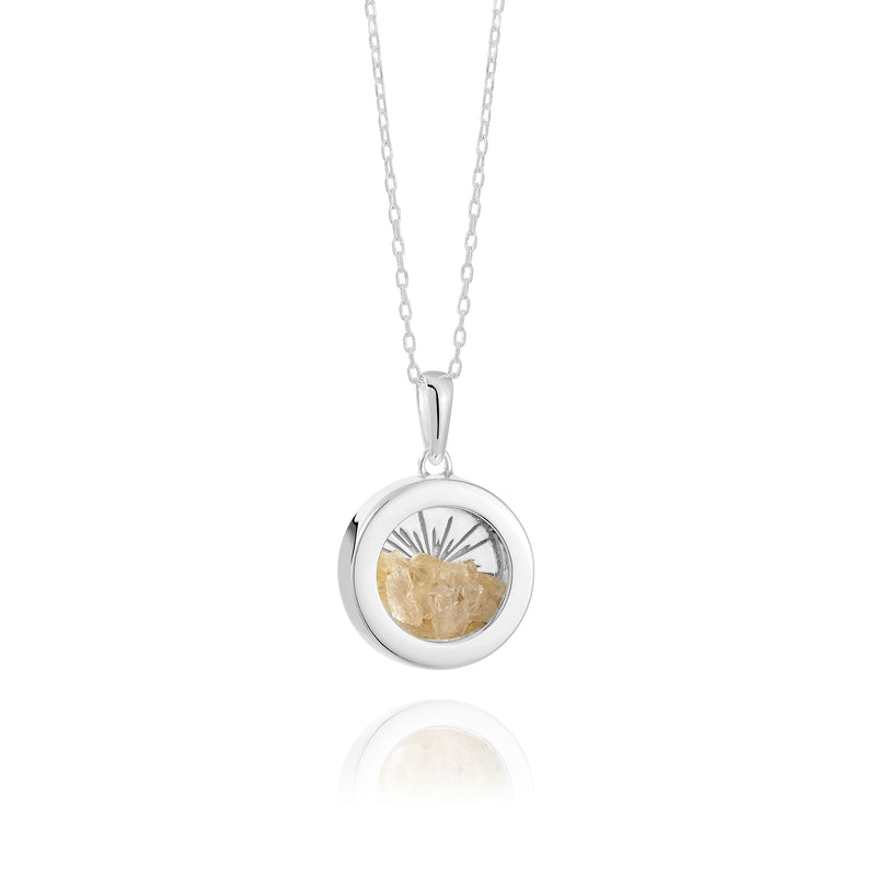 Rachel Jackson Small Deco Sun Amulet Birthstone Necklace Citrine - Silver | Mocha Australia