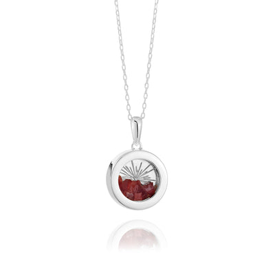Rachel Jackson Small Deco Sun Amulet Birthstone Necklace Garnet - Silver | Mocha Australia