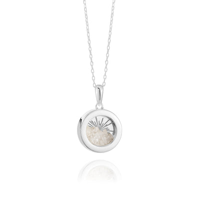 Rachel Jackson Small Deco Sun Amulet Birthstone Necklace Rock Crystal - Silver | Mocha Australia