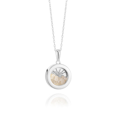 Rachel Jackson Small Deco Sun Amulet Birthstone Necklace Rainbow Moonstone - Silver | Mocha Australia