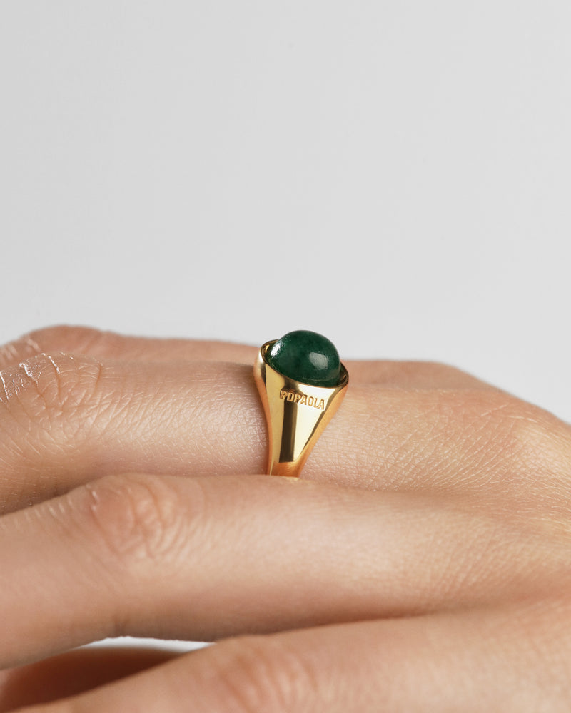 PDPAOLA Green Aventurine Moon Ring - Gold | Mocha Australia