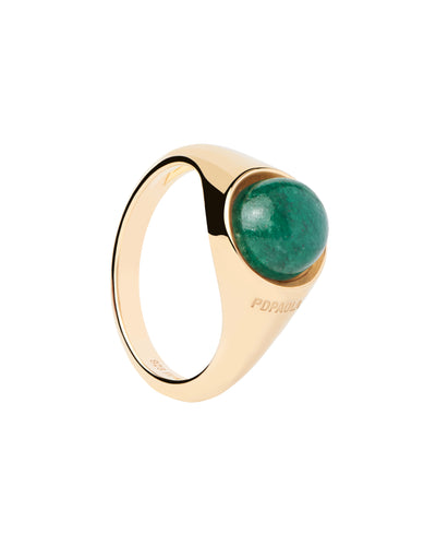 PDPAOLA Green Aventurine Moon Ring - Gold | Mocha Australia