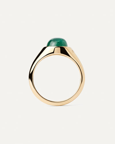 PDPAOLA Green Aventurine Moon Ring - Gold | Mocha Australia