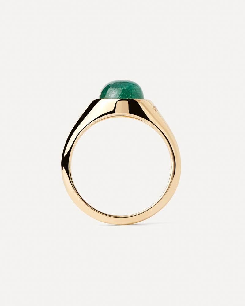 PDPAOLA Green Aventurine Moon Ring - Gold | Mocha Australia