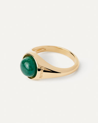 PDPAOLA Green Aventurine Moon Ring - Gold | Mocha Australia
