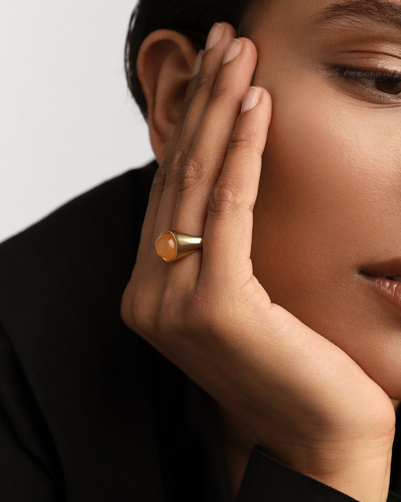 PDPAOLA Yellow Aventurine Moon Ring - Gold | Mocha Australia