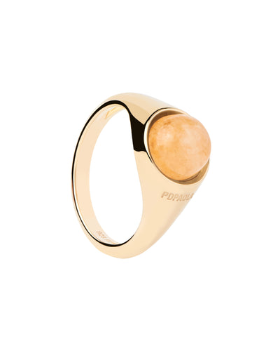 PDPAOLA Yellow Aventurine Moon Ring - Gold | Mocha Australia