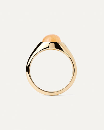 PDPAOLA Yellow Aventurine Moon Ring - Gold | Mocha Australia