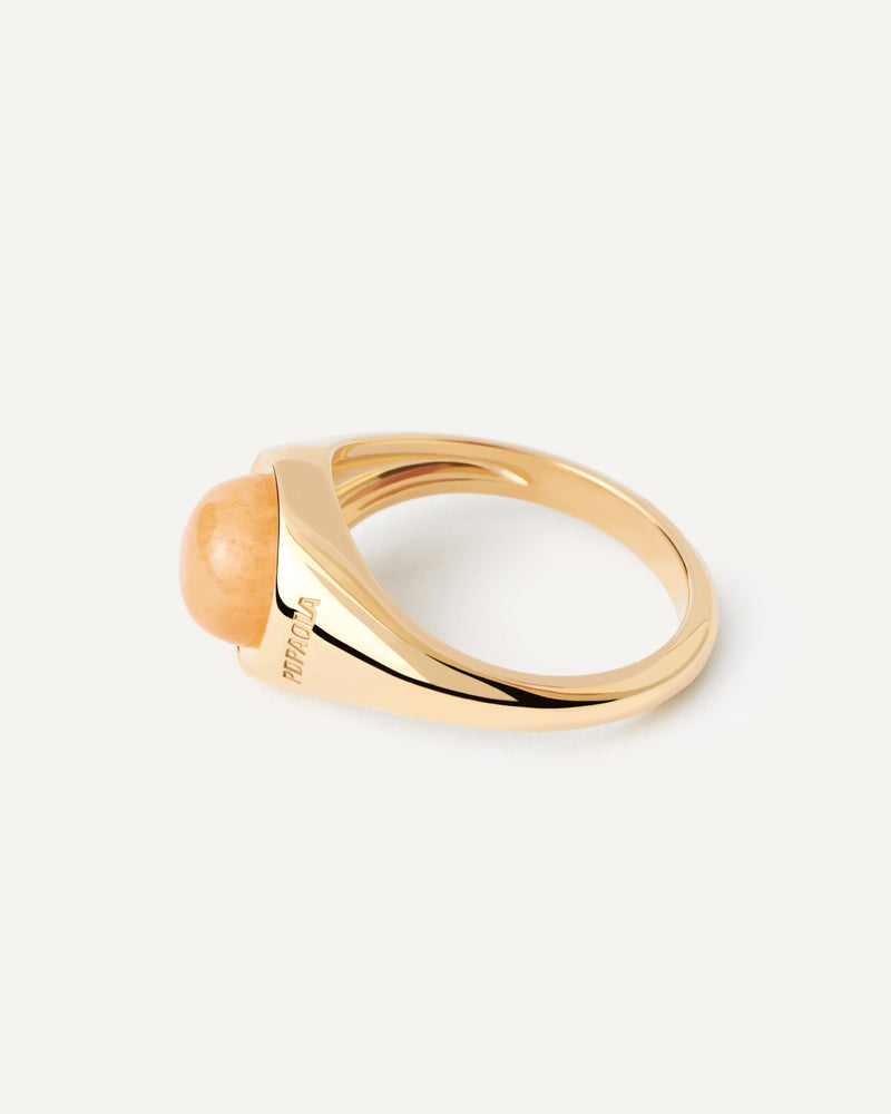 PDPAOLA Yellow Aventurine Moon Ring - Gold | Mocha Australia