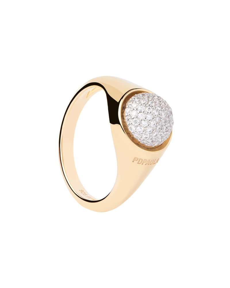 PDPAOLA Pave Moon Ring - Gold | Mocha Australia