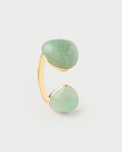 PDPAOLA Green Aventurine Gravity Ring - Gold