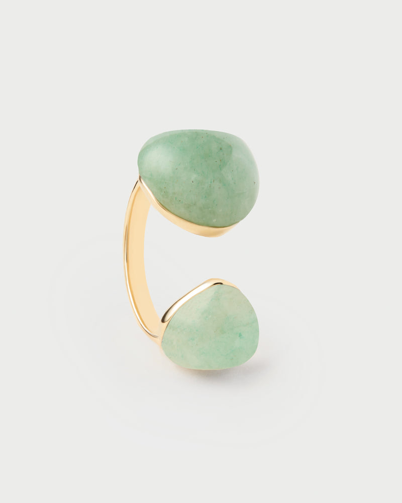 PDPAOLA Green Aventurine Gravity Ring - Gold
