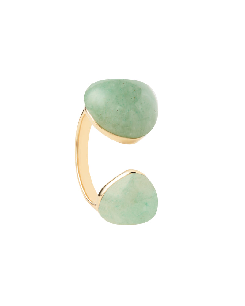 PDPAOLA Green Aventurine Gravity Ring - Gold