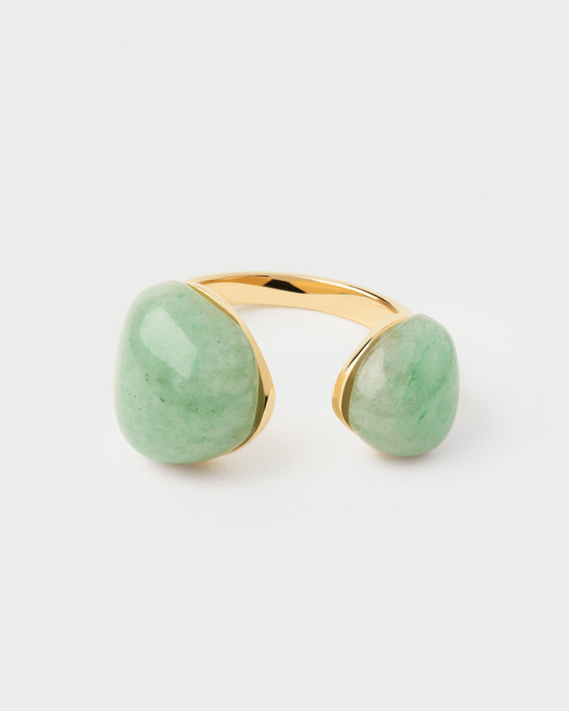 PDPAOLA Green Aventurine Gravity Ring - Gold
