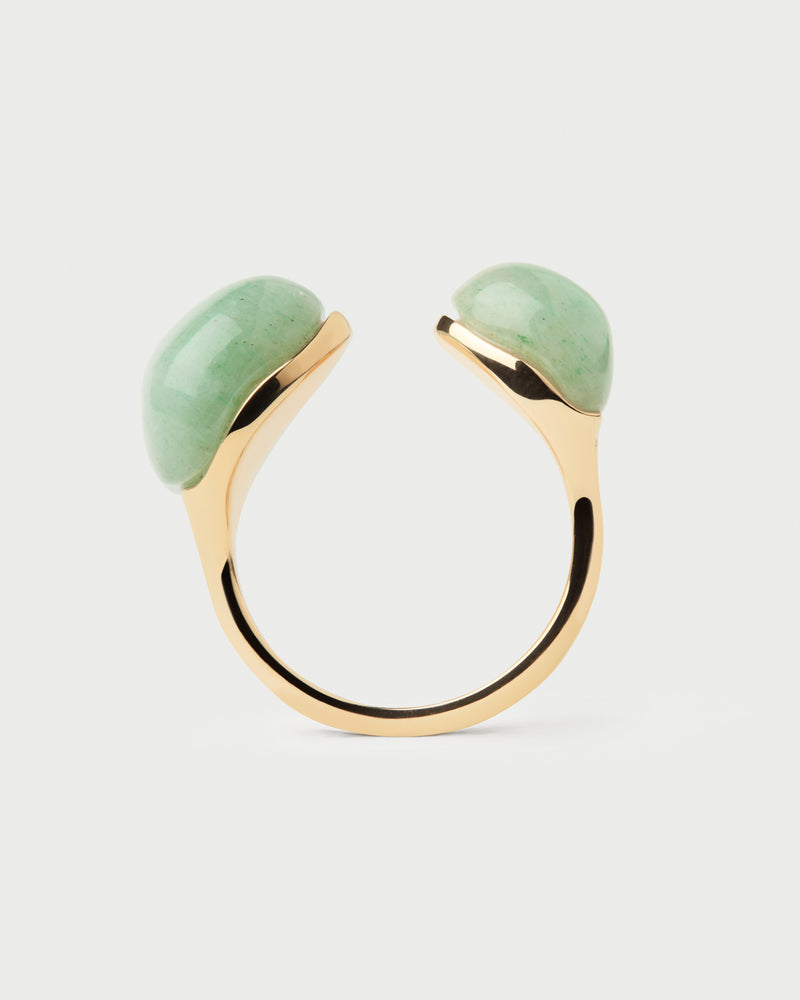 PDPAOLA Green Aventurine Gravity Ring - Gold