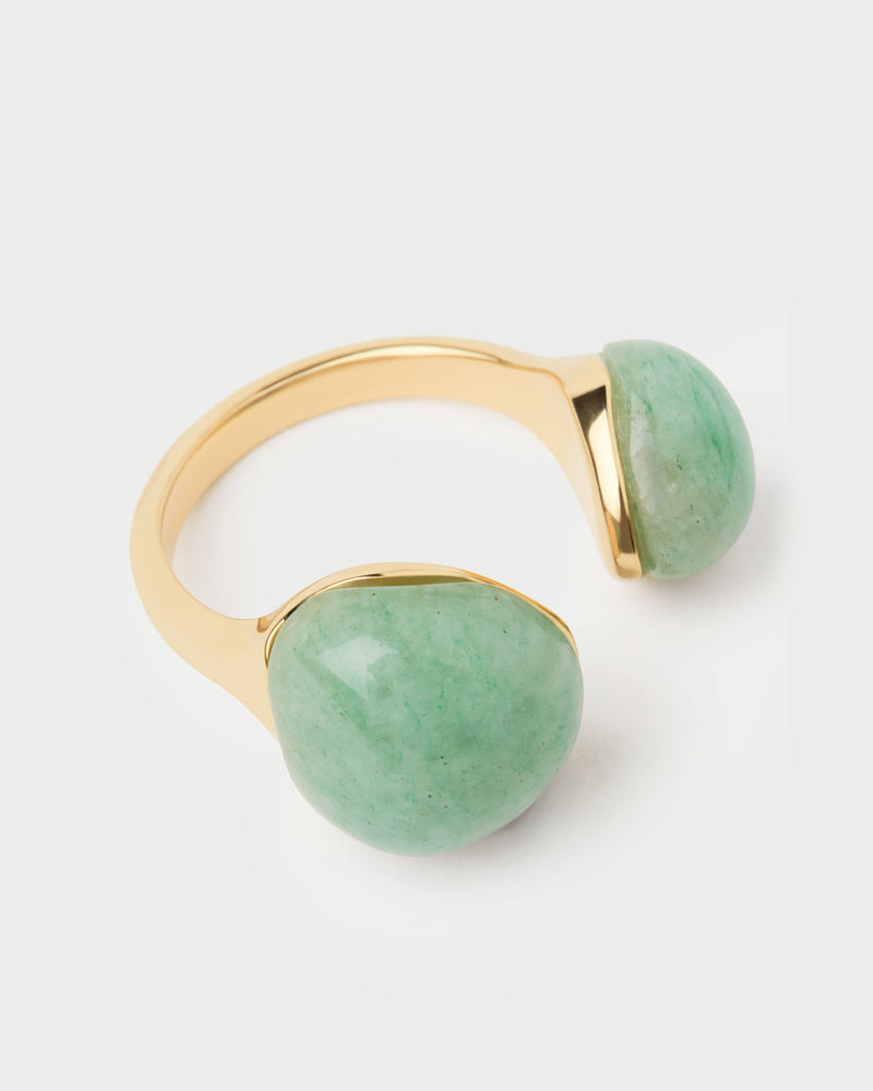 PDPAOLA Green Aventurine Gravity Ring - Gold