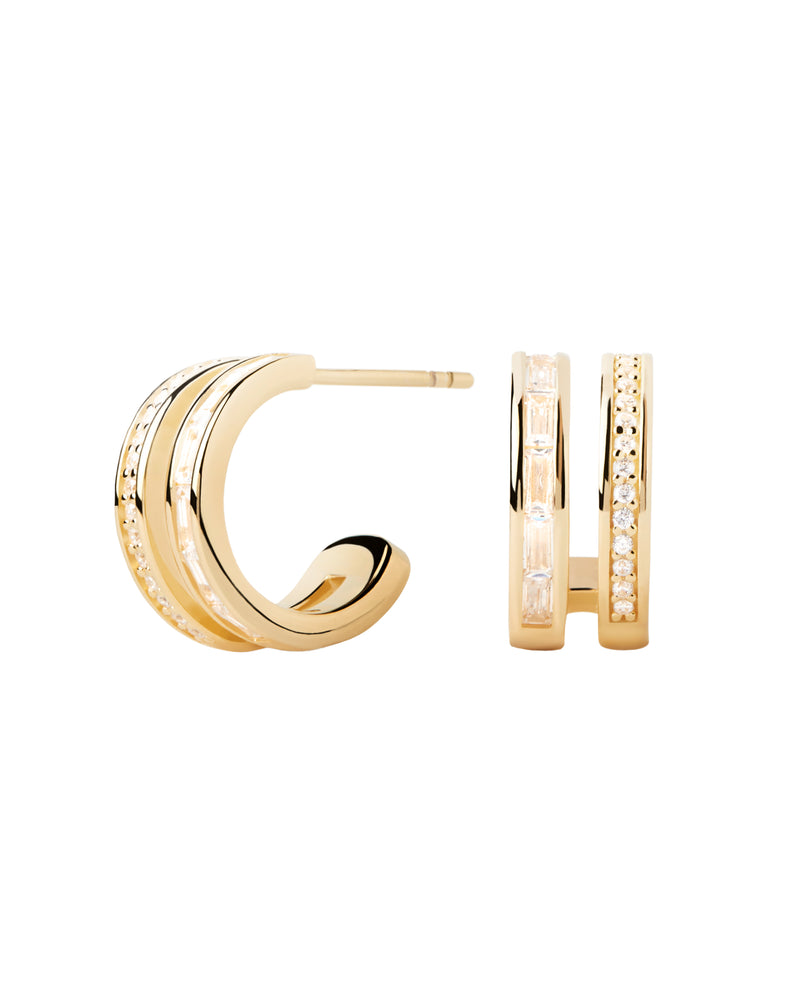 PDPAOLA Bianca Double Band Hoops- Gold | Mocha Australia