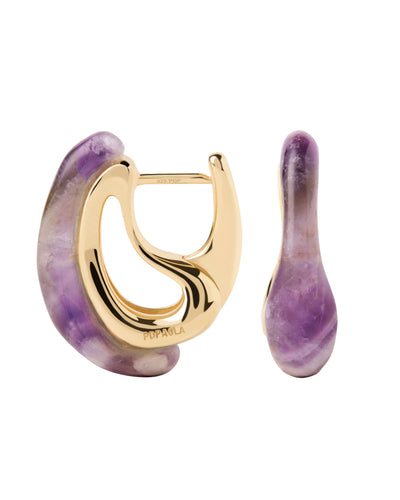 PDPAOLA Amethyst Brisa Hoop Earrings - Gold | Mocha Australia