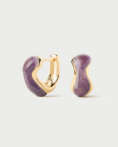PDPAOLA Amethyst Musa Hoop Earrings - Gold | Mocha Australia