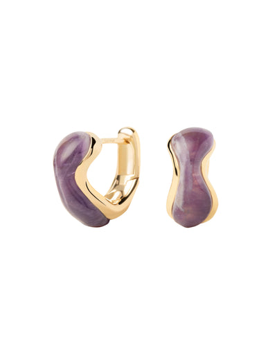 PDPAOLA Amethyst Musa Hoop Earrings - Gold | Mocha Australia