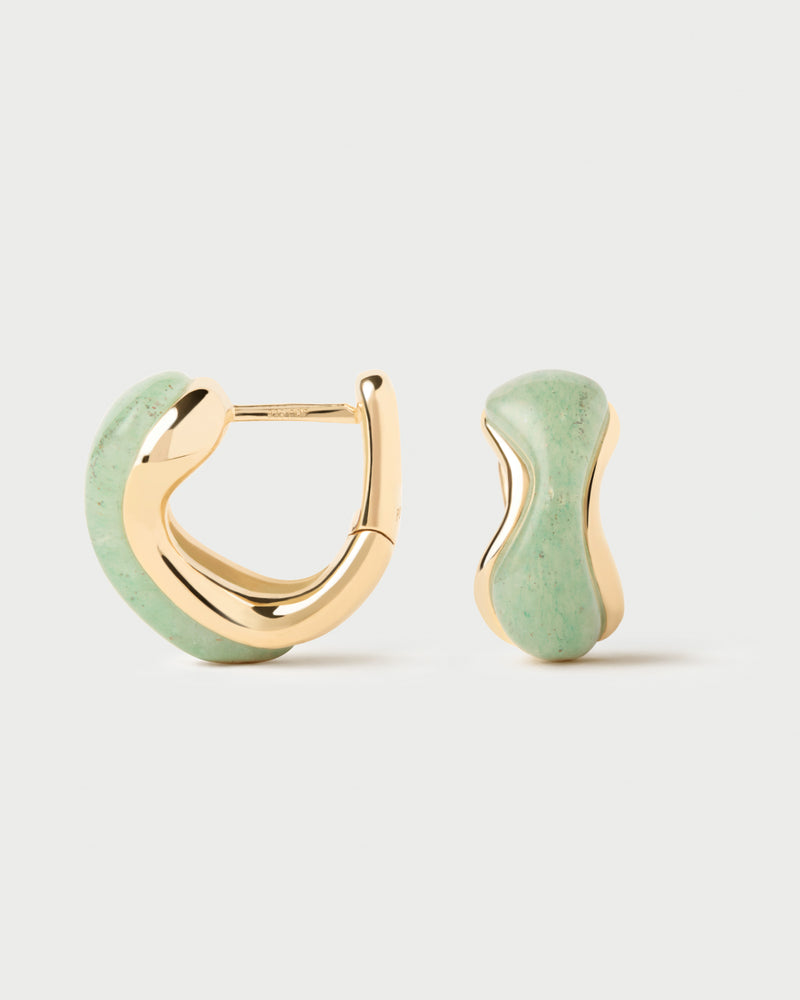 PDPAOLA Green Aventurine Musa Hoop Earrings - Gold | Mocha Australia