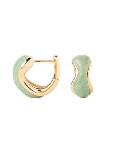 PDPAOLA Green Aventurine Musa Hoop Earrings - Gold | Mocha Australia