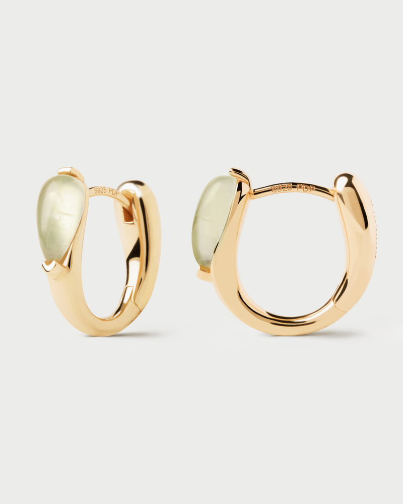 PDPAOLA Prehnite Isla Hoop Earrings - Gold