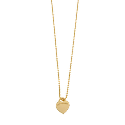 Von Treskow Yg Plated Fine Ball Chain Necklace w/ Mini Engraved VT Flat Heart | Mocha Australia