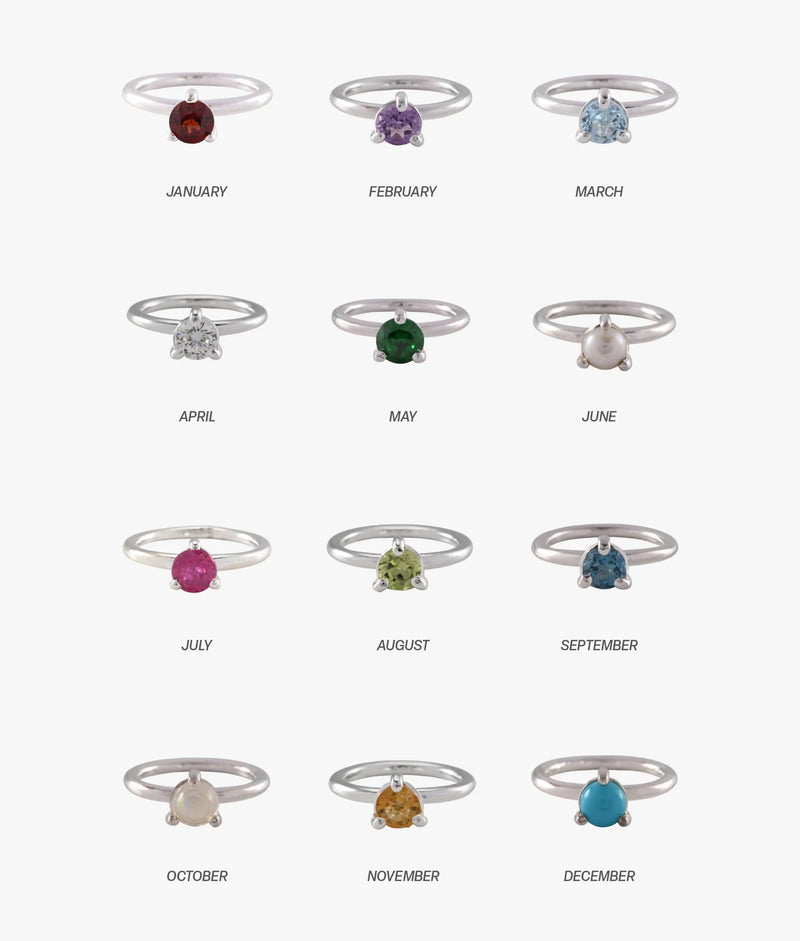 Von Treskow Belcher Chain Necklace w/ Mini Blue Topaz Birthstone Ring Charm - Silver