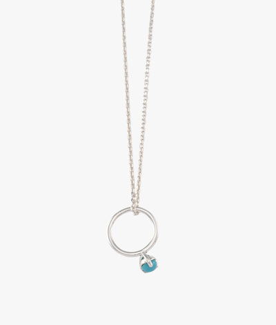 Von Treskow Belcher Chain Necklace w/ Mini Blue Topaz Birthstone Ring Charm - Silver | Mocha Australia