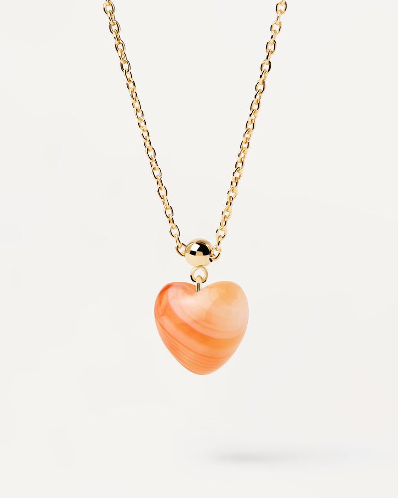 PDPAOLA Orange Agate Heart Charm | Mocha Australia