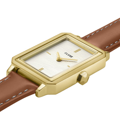 CLUSE Fluette Leather Nutshell Sand Texture  - White/Gold