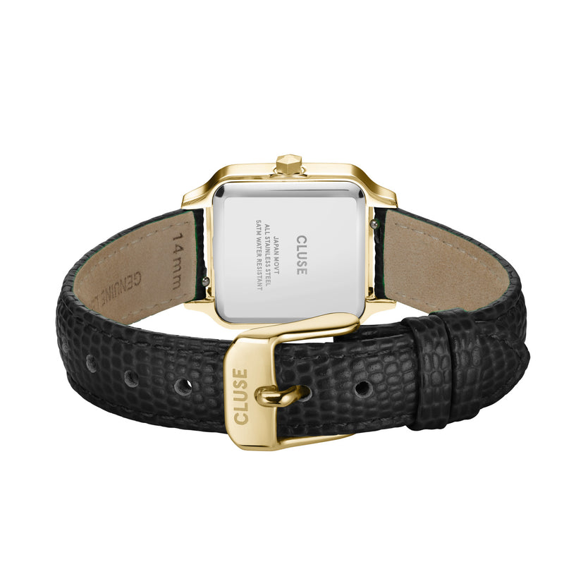 CLUSE Gracieuse Petite Black Lizard Leather - Gold | Mocha Australia
