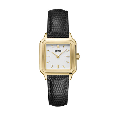 CLUSE Gracieuse Petite Black Lizard Leather - Gold | Mocha Australia