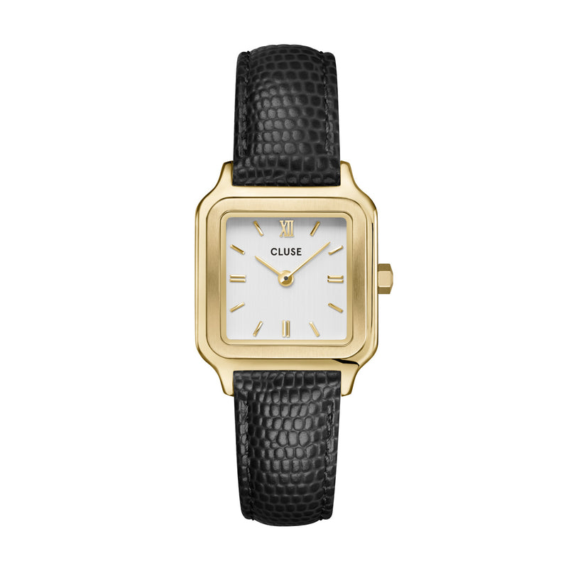CLUSE Gracieuse Petite Black Lizard Leather - Gold | Mocha Australia