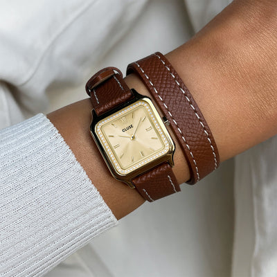 CLUSE Gracieuse Petite Double Strap - Nutsell Leather/Gold Stones