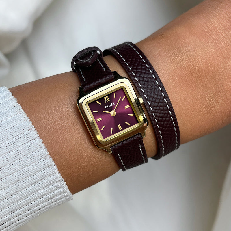 CLUSE Gracieuse Mini Watch Double Leather - Wine/Gold