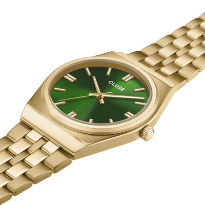 CLUSE Retro 70's Steel - Gold Link/Forest Green